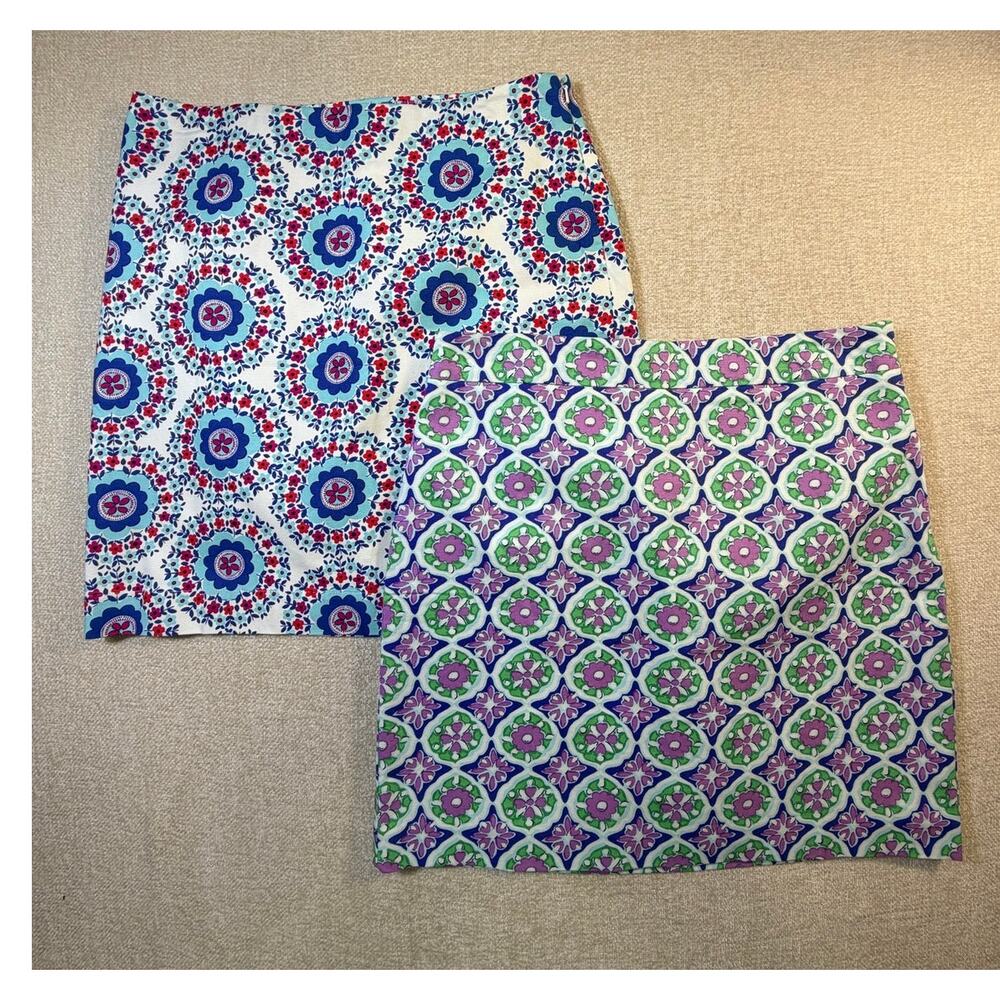Lot 2 Talbots Women 8 Red Blue Purple Green Floral Patriotic Cottagecore Skirts